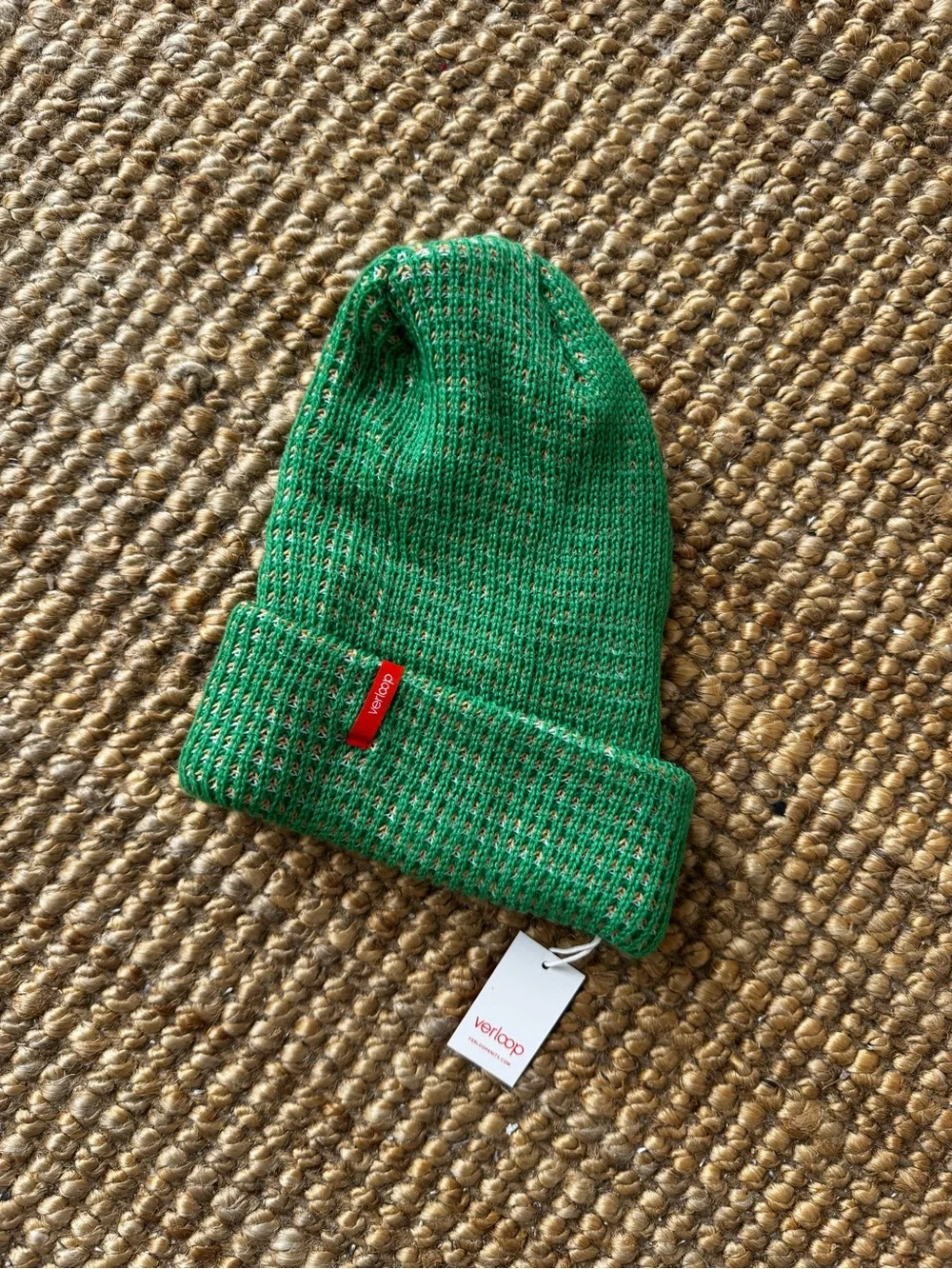 Verloop Kids Green Ribbed Knit Beanie with Folded Cuff